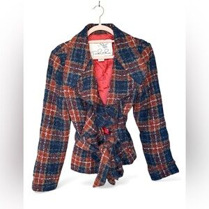 Tabitha Women's Plaid Blazer - Red and Blue